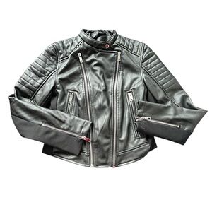 Zara Black Leather Biker Jacket